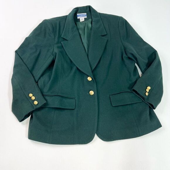 Vintage Pendleton Jacket Womens 16 Blazer Career Virgin Wool Green Lined - Picture 1 of 11